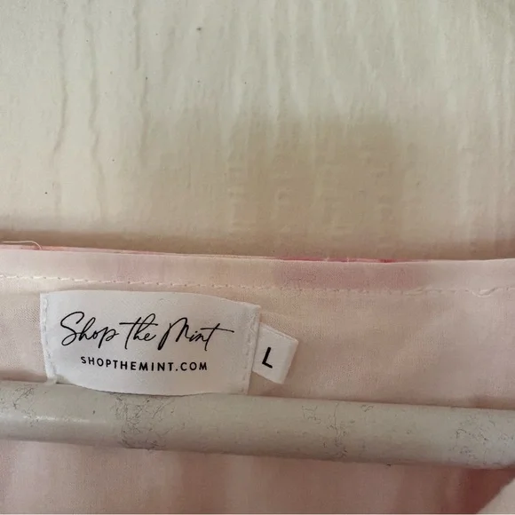 Euc shop the mint Pink Floral puff Sleeve Dress size large - Picture 5 of 5